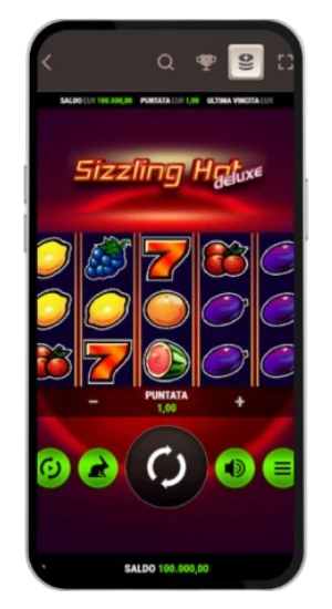 Interfaccia mobile di Sizzling Hot Deluxe in Italia